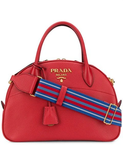 Prada Daino Shoulder Bag In Red