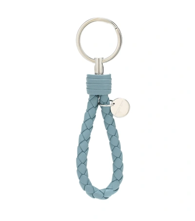 Bottega Veneta Intrecciato Leather Keyring In Blue