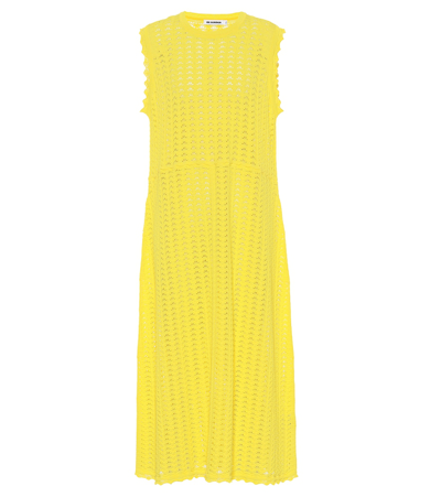 Jil Sander Crochet Cotton Dress In Yellow