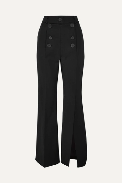 A.w.a.k.e. Button-embellished Crepe Flared Pants In Black