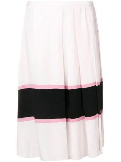 Marni Pleated Striped Crepe De Chine Skirt In Multicolor