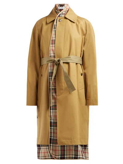 Balenciaga Layered Cotton-gabardine And Checked Wool Trench Coat In 2301