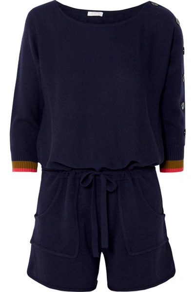 Eres Visuel Cashmere And Wool-blend Playsuit In Navy