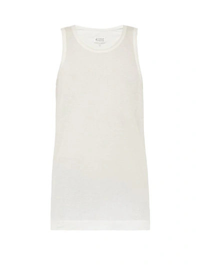 Maison Margiela White Cotton Ribbed Tank Top