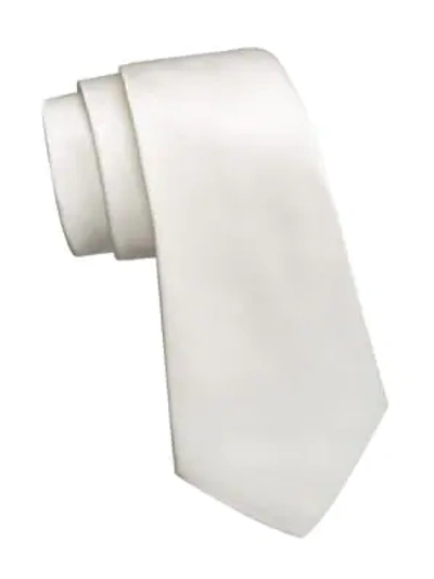 Emporio Armani Tonal Silk Tie In White