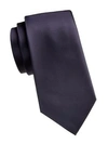 Emporio Armani Solid Silk Tie In Dark Blue