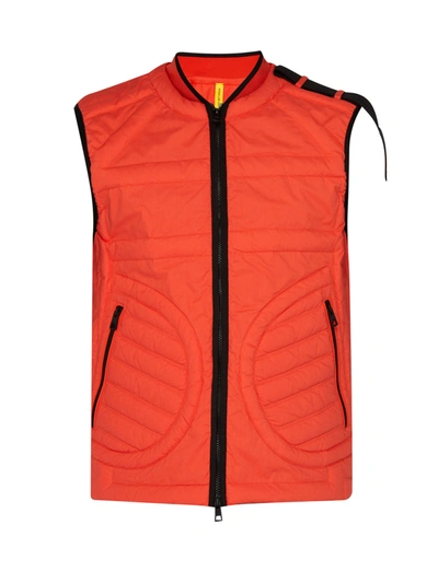 Moncler Huff Quilted Down Cotton Gilet In Arancio (orange)