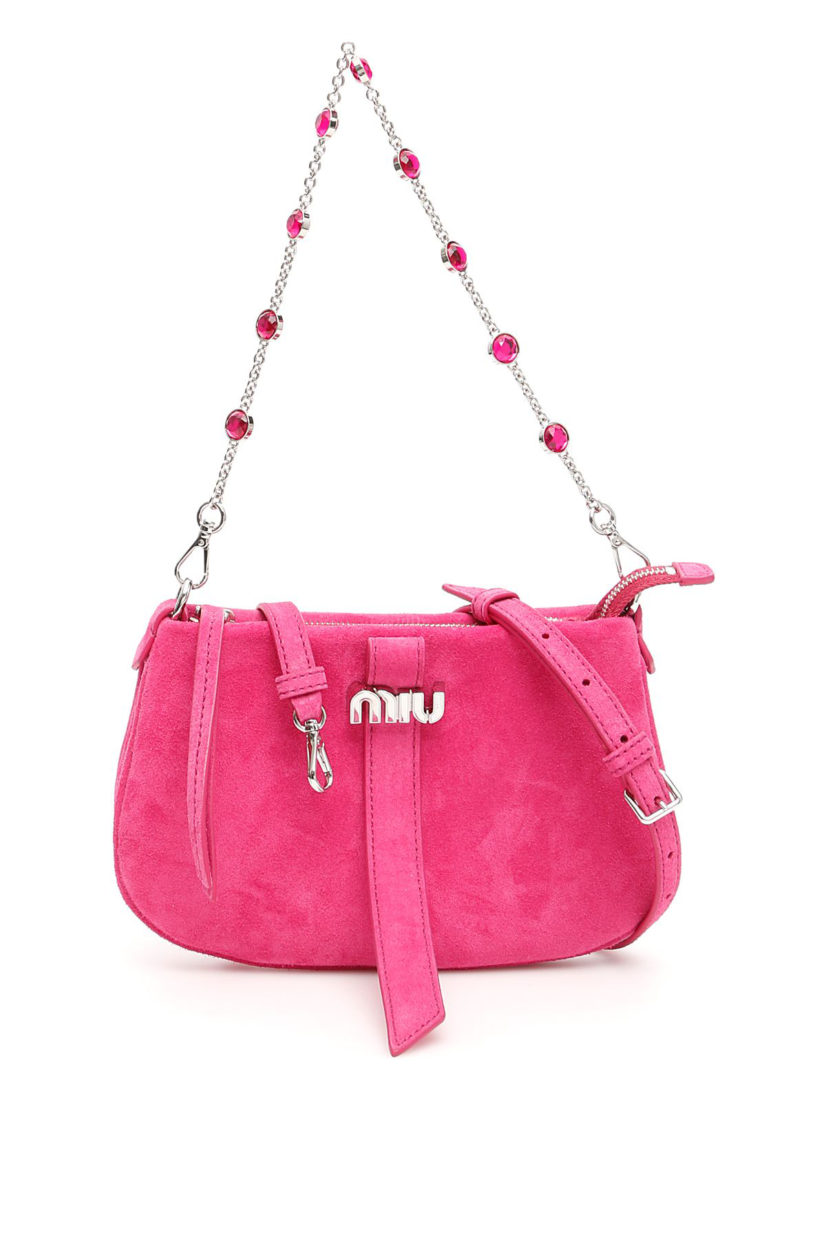Miu Miu Crystal Chain Bag In Fuxia (pink) | ModeSens