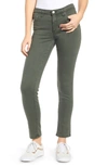 Ag Prima Mid-rise Ankle Cigarette Jeans In 01y Sulfur Ash Green