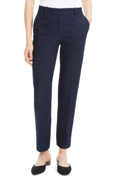 Theory Tailored Straight-leg Cotton Trousers In Indigo