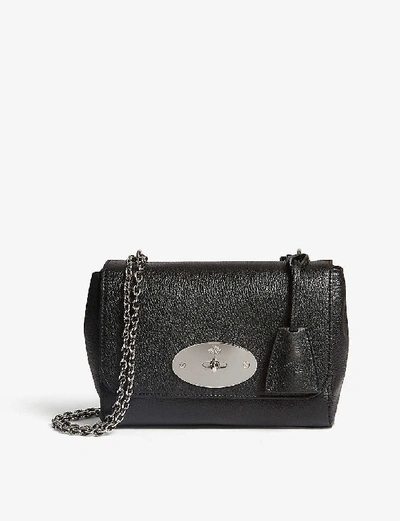 Mulberry Lily Leather Shoulder Bag In Black/silver