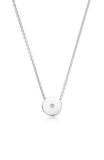 Monica Vinader Linear Solo Diamond Pendant Necklace In Silver