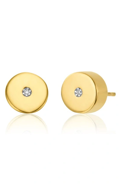 Monica Vinader Linear Solo Diamond & 18k Yellow Gold Vermeil Stud Earrings In Y Gold