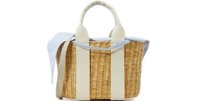 Muun P Hdl Tote Bag With Pouch In Natural/ecru/light Blue