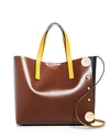 Marni Punch Museo Medium Leather Tote In Black/honey/gold