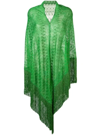 Missoni Knitted Poncho In Green