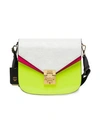 Mcm Patricia Colorblock Front-flap Leather Satchel In Bright White