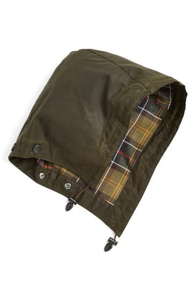 Barbour Waxed Cotton Hood In Olive