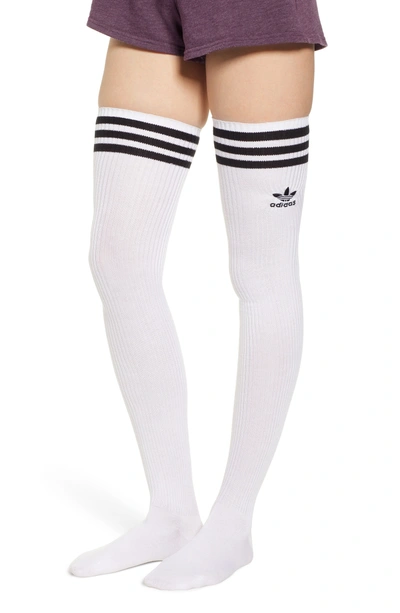Adidas Originals Over The Knee Socks In White/ Black | ModeSens