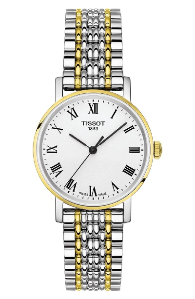 Tissot Everytime Bracelet Watch, 30mm In Silver/ White/ Gold