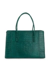 Nancy Gonzalez Textured Crocodile Tote In Teal