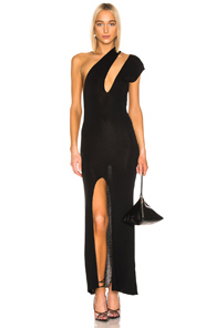 one shoulder cut out maxi dress