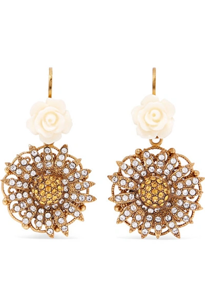 Dolce & Gabbana Gold-tone, Enamel And Crystal Earrings
