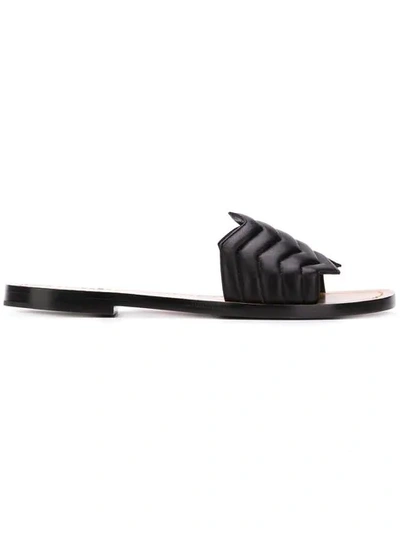Nicholas Kirkwood Chevron Quilted Leather Slides In Black