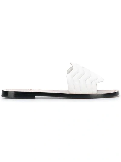 Nicholas Kirkwood Chevron Quilted Leather Slides In White