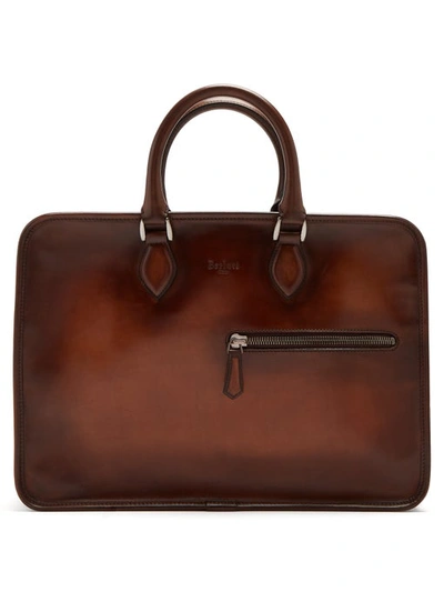 Berluti Un Jour Scritto Mini Leather Briefcase In Brown