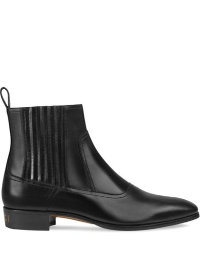 Gucci Plata Leather Chelsea Boots In Black