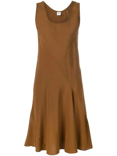 Aspesi Sleeveless Pleated Detail Dress In Brown