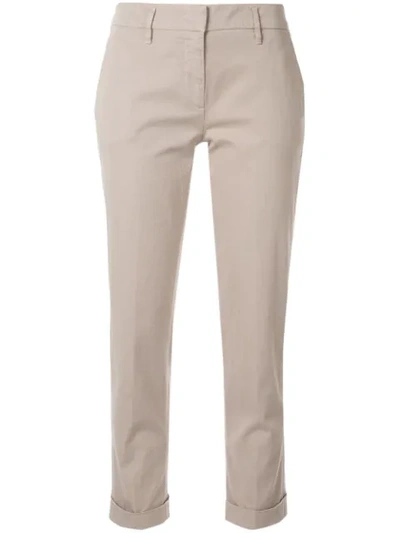 Aspesi Slim Fit Cropped Chinos In Neutrals