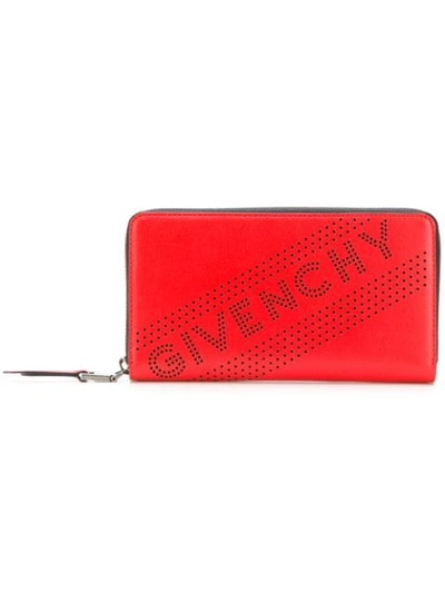 Givenchy Punch Hole Logo Zip Around Wallet - 红色 In Red