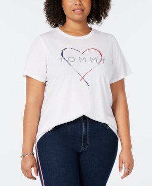  Tommy  Hilfiger  Sport Plus  Size  Logo Print T  Shirt  In White 