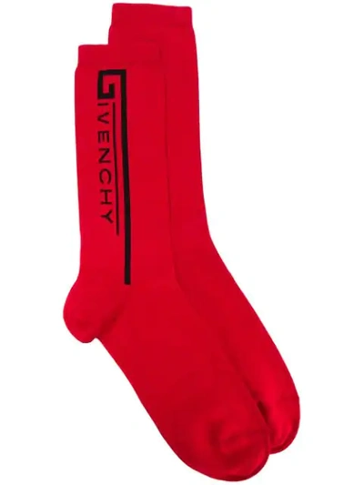 Givenchy Red Logo-intarsia Cotton-blend Socks
