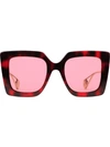 Gucci Oversized Frame Tinted Sunglasses In Red