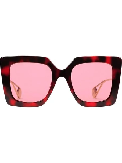Gucci Oversized Frame Tinted Sunglasses In Red