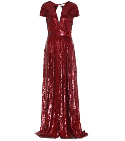 Temperley London Heart Charm Sequinned Jumpsuit In Red