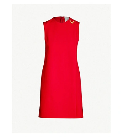 Valentino Wrap Wool-blend Mini Dress In Rosso