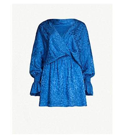 Zadig & Voltaire Leo Leopard-print Jacquard Silk Dress In Bleu Marguerite
