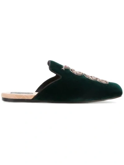 Gucci Snake Embellished Evening Slippers In 3060