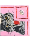 Gucci Tiger Face Print Silk Scarf In Pink