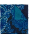 Etro Floral Print Scarf - Blue