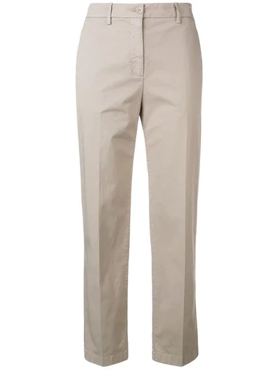 Aspesi Cropped Slim-fit Trousers In Neutrals