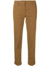 Aspesi Cropped Slim-fit Trousers In Brown