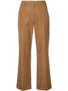 Aspesi Cropped Straight-leg Trousers In Marrone