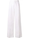 Aspesi Micro-check Wide Leg Trousers In White