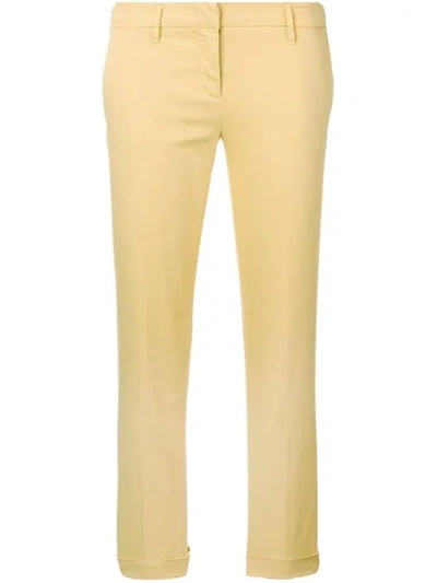 Aspesi Slim Fit Cropped Chinos In Yellow
