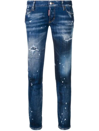 Dsquared2 Splash Paint Jeans In Blue
